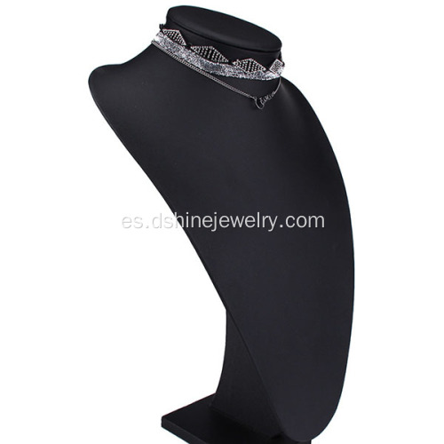 Múltiples capas de cristal de aleación collar de gargantilla de terciopelo para las mujeres